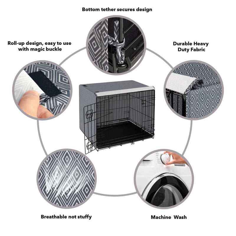 Dog Crate Cover for Wire Cages 24 Inch Indoor Breathable Polyester Pet Kennel Cover Machine Wash & Dry Double Door Small (Cover Only) 24 Inch crate cover(24"x18"x19") - PawsPlanet Australia