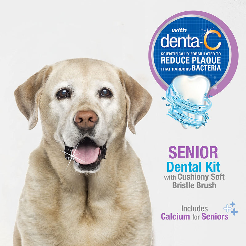 Nylabone Advanced Oral Care Senior Dog Dental Kit with Cushiony Soft-Bristle Toothbrush Senior 3 Count Bacon
