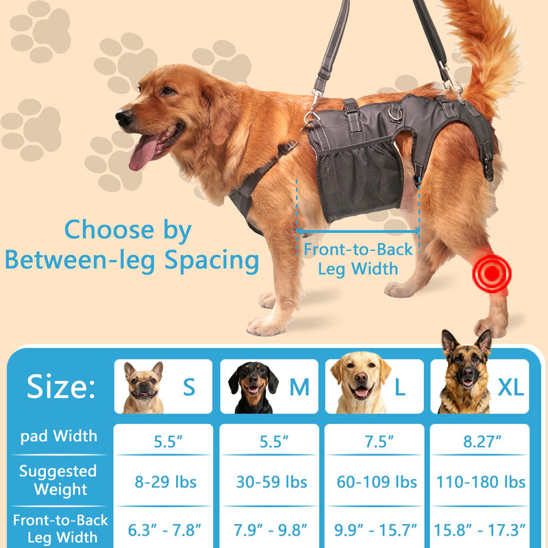 Dual-use Dog Lift Rehab Hareness Canine Sling for Large Pooch Rear Legs and Hip Support,Adjustable and Soft Brace Strap for After ACL Surgery, Helps Senior, Injured and Disabled K9. - PawsPlanet Australia