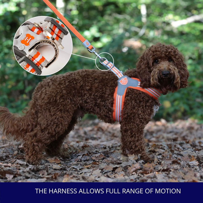 HUGO & HUDSON Easy Walk Dog Harness, Adjustable Quick Dry No-Pull Pet Harness, Orange, Size 2 - PawsPlanet Australia