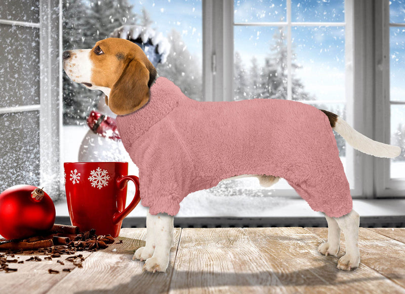 Fuzzy Dog Pajamas Turtleneck Dog Clothes Warm Soft Cozy Lightweight Dog Pjs Dog Sweaters for Small Dogs(Pink-S/M) Small/Medium Pink - PawsPlanet Australia