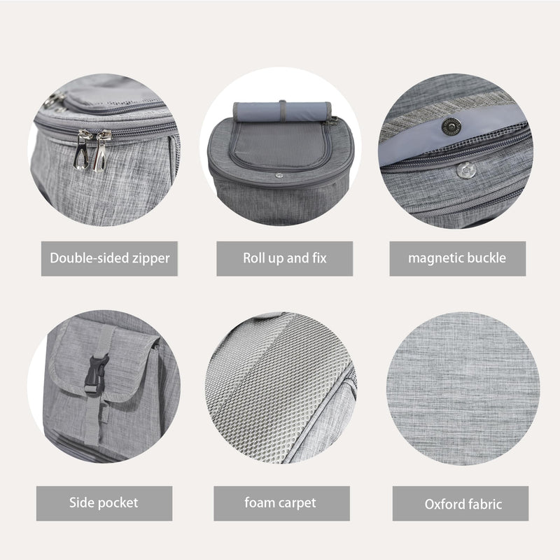 Foldable Cat Backpack Carrier - Dual-Sided Zipper & Magnetic Buckle, Breathable Mesh Pet Carrier with Adjustable Drawstring, Airline Approved Travel Backpack (Grey) - PawsPlanet Australia