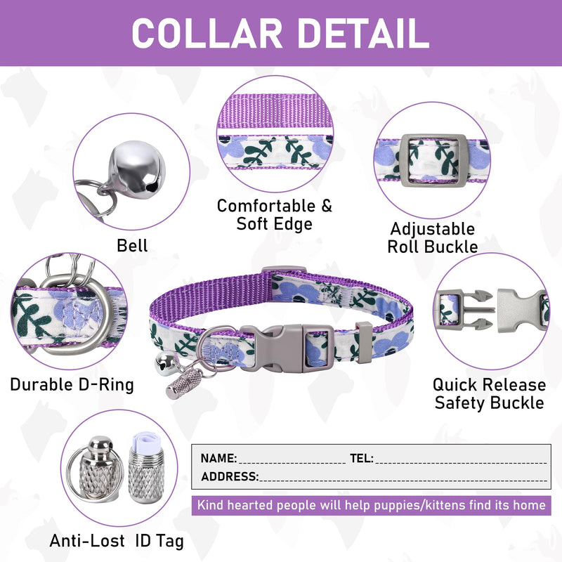 GAMUDA Small Dog Harness Collar and Leash Set, Step in No Chock No Pull Soft Mesh Adjustable Dog Vest Harnesses Plaid Reflective for Dogs Puppy Cats Kitten Rabbit (Purple Flower, S) Purple Flower - PawsPlanet Australia