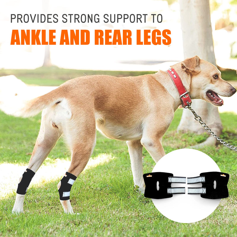 NeoAlly - Short Rear Leg Hock Brace, Dog Leg Brace for Rear Leg, Hock & Ankle Support, Dog Brace for Torn ACL & CCL, Dog Leg Sleeve with Reflective Straps, Small, Black, 1 Pair Small (1 Pair)