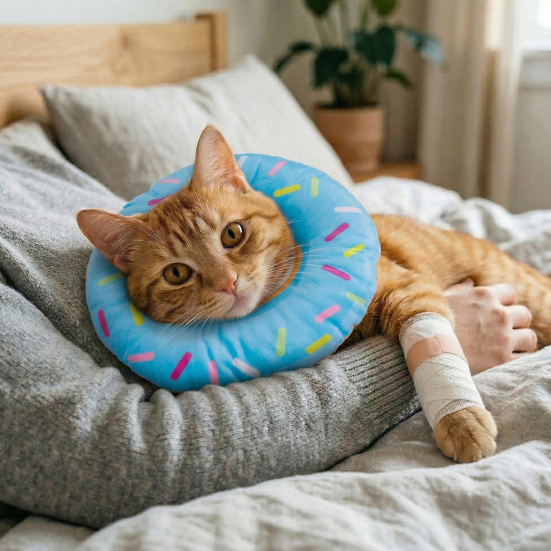Blue Soft Cat Cone Collar Comfortable Adjustable Donut Recovery Collars Lightweight Elizabeth Collar Post-Surgery Wound Care Anti-Licking and Biting for Small Cats Blue