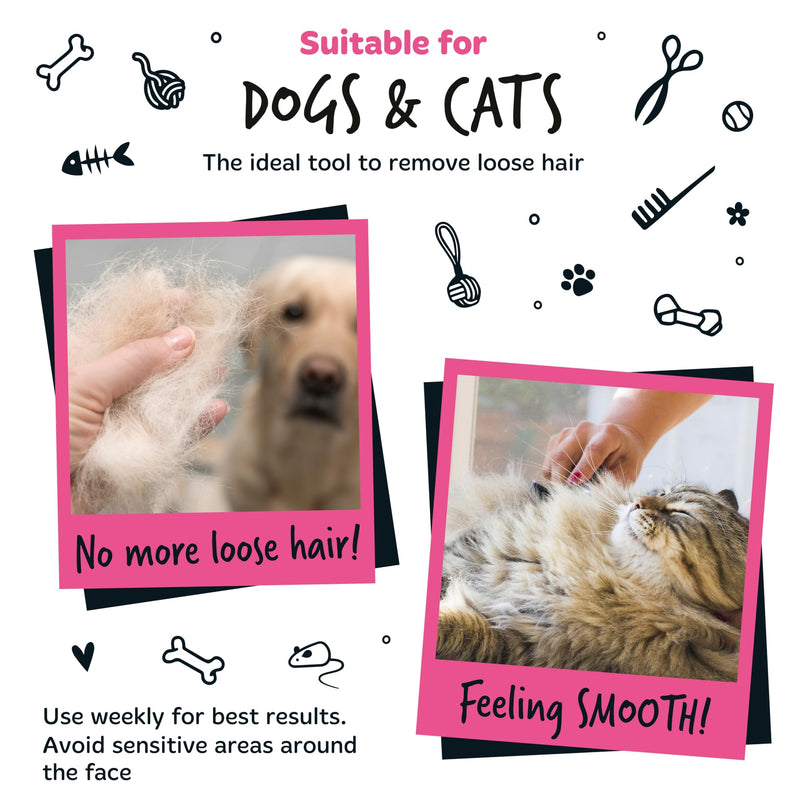 Bugalugs Deshedding brush for dogs, cats, horses & pets. Professional pet comb brushes for grooming for short to long hair undercoat rake brush. Reduces shedding
