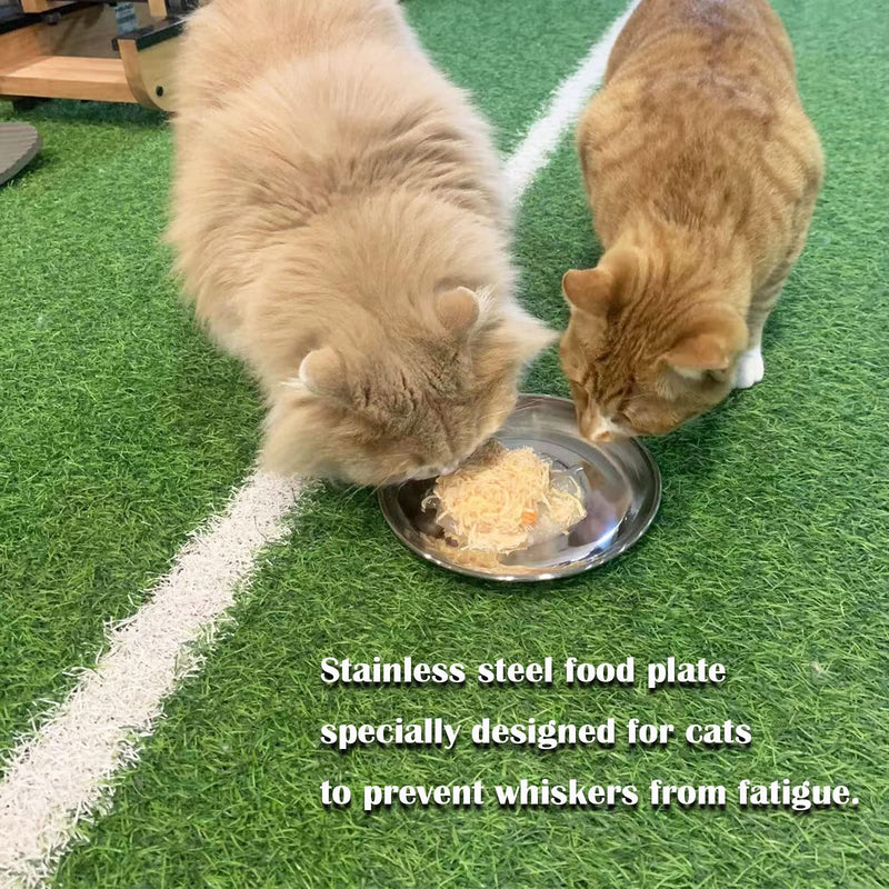 Cat Food Dishes, Stainless Steel Cat Shallow Dish Whisker Relief Cat Shallow Bowls Wide Plate Pet Dishes with Non-Slip Placemat Basic Dish for Cat Kitten (2 PCS, Medium) 2 PCS 6.7 Inch - PawsPlanet Australia