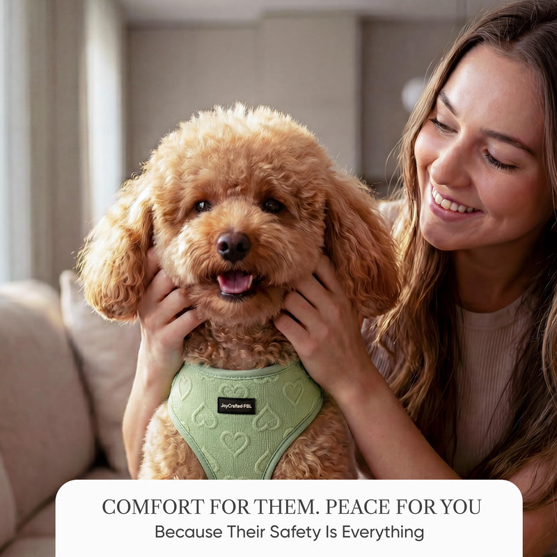 No Pull Dog Harness & Leash Set | Lightweight Breathable Neoprene, Cute Heart Pattern, Adjustable Step-In Vest,Soft Padded with Back D-Ring, XXS-L Small Dogs | Harness & Leash Set Green Harness Leash Set-Green S-Small - PawsPlanet Australia