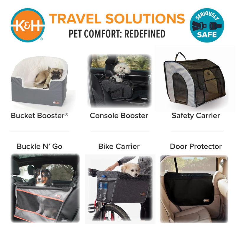 K&H Pet Products Buckle N Go Dog Car Seat for Small Dogs, Waterproof Fabric, Breathable Mesh Sides, Adjustable Seat Belt Leash, Carseat for Small Pets, Car Seat Carrier - XS 16 X 14 X 14in Gray X-Small 16 X 14 X 14 Inches - PawsPlanet Australia