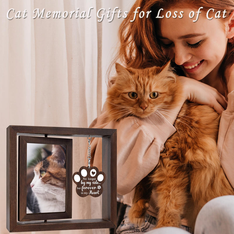 SHOW-YA Cat Memorial Gifts for Loss of Cat - Pet Memorial Gifts Cat,Loss of Cat Sympathy Gift, Cat Passing Away, Pet Remembrance Gift Cat,Rotating Wooden Cat Picture Frame 4x6 Photo - PawsPlanet Australia