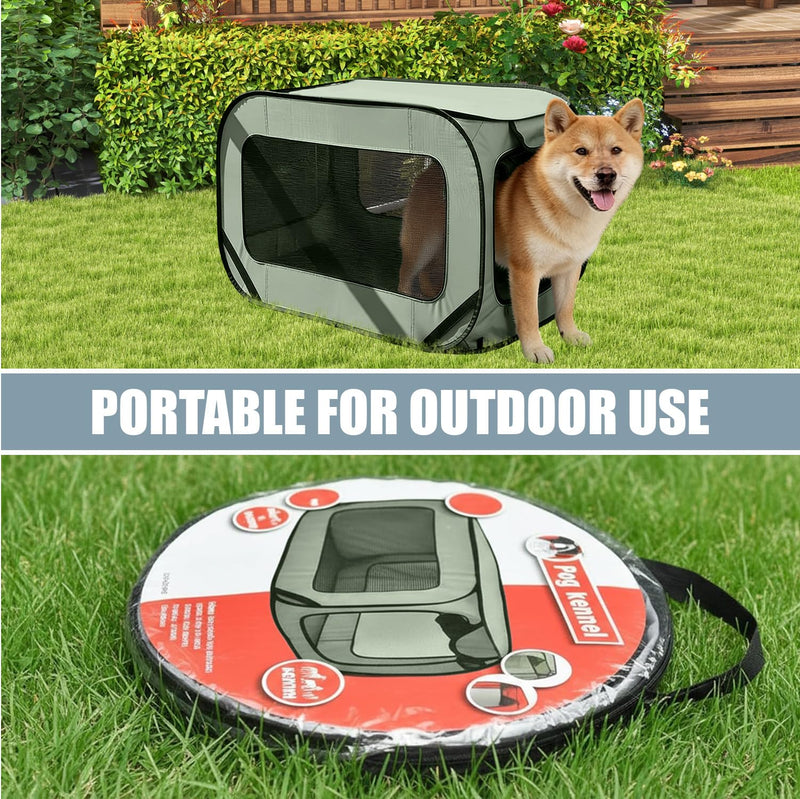 Foldable Dog Transport Box, 94 x 53 x 53 cm, Foldable Cat Transport Boxes, Sturdy Transport Box for Cats and Dogs up to 25 kg, Car Pet Transport Box for On the Go and Home (Green) - PawsPlanet Australia