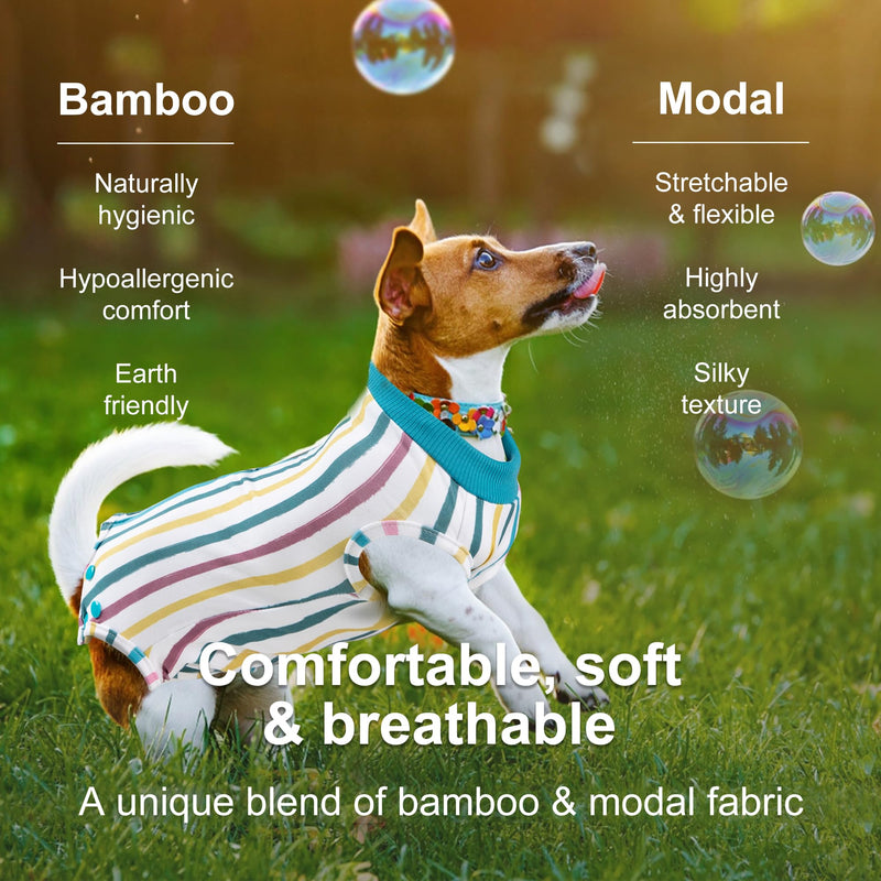 Leekalos Recovery Suit for Dogs After Surgery,Soft Breathable Dog Bodysuit Surgical Recovery Suit,Male Female Dog Neuter Spay Suits Anti Licking Wounds Jumpsuits for Small Medium Large Dogs Streaks - PawsPlanet Australia