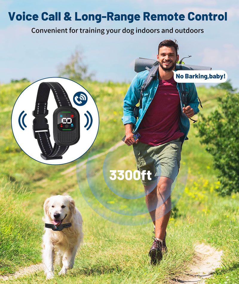 Dog Shock Collar for Dog Training & Behavior Aid, Up to 3300FT Remote Range Training Collar with 4 Training Modes, Voice Call | Vibration(1-10) | Beep(1-10) | Safe Shock(1-10)