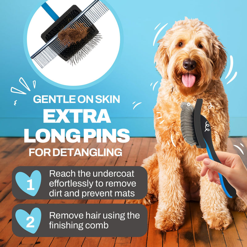 Slicker Dog Brushes for Grooming Detangler, Poodle Pin Dematting Dog Grooming Brushes, Extra Long Pin Slicker for Goldendoodle, Cockapoo, Cavapoo, Tangle-Free Groom Shiny Coat