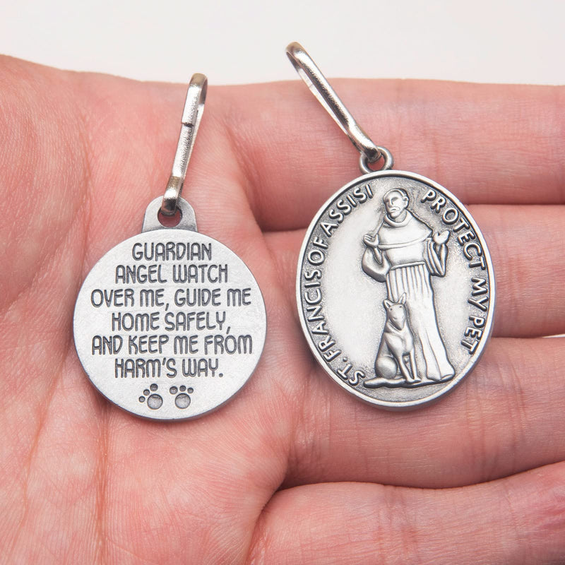 Pet Tags Engraved 2 Packs St Francis of Assisi Cats dogs Medal Pendant Collar Charm Protect My Pet - PawsPlanet Australia