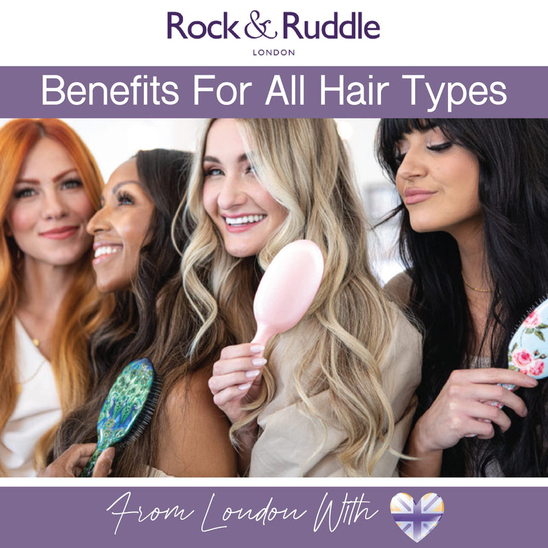 Rock & Ruddle Natural Mixed Boar Bristle Hair Brush for Women and Kids (Small/Travel Size, 17.5cm) - Perfect for Wet or Dry Hair, Detangling Smoothing Blowdrying - Made in UK - Leopard Print Design Brown