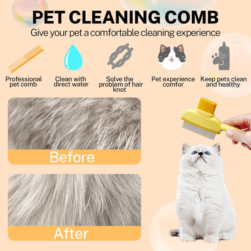 Flea Comb for Cats Dogs Brush for Shedding Pet Hair Removal Comb with Long & Short Stainless Steel Teeth for Deshedding - PawsPlanet Australia