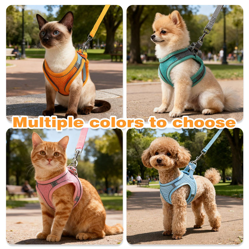 Cat Harness and Leash Set - Adjustable Soft Vest, Reflective Step-in Design for Safe Walking (Green) Green