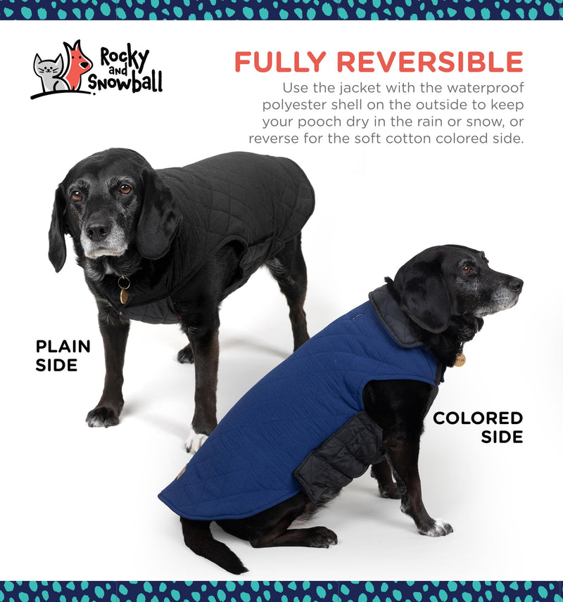 Rocky 2-in-1 Reversible Dog Jacket - Waterproof Snow Coat for Medium & Large Dogs Navy - PawsPlanet Australia