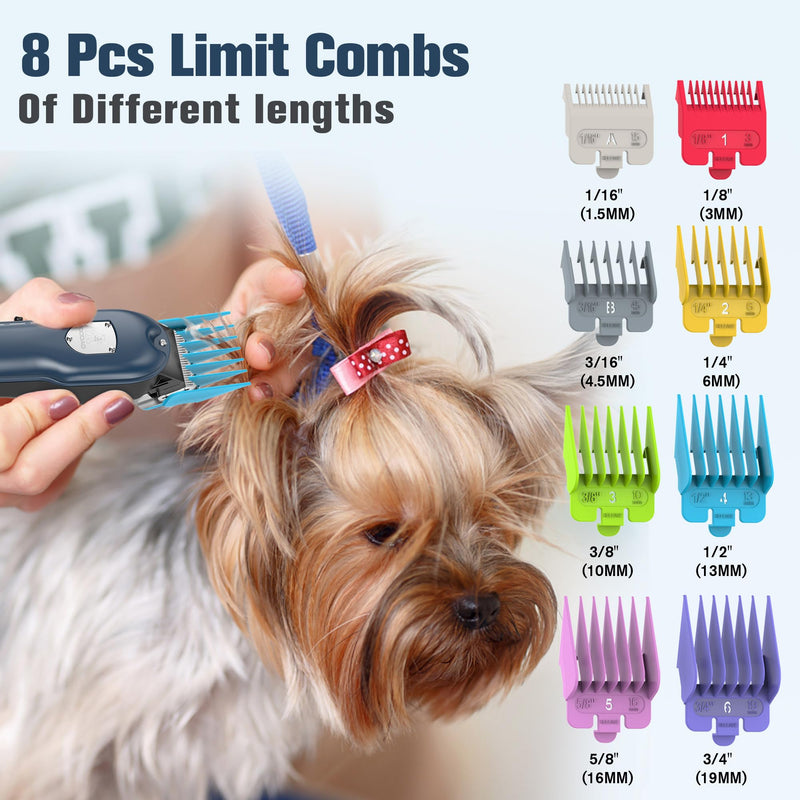 Dog Hair Clippers for Grooming Cordless Pet Clippers for Dogs Thick Hair with Metal Blades, Electric Rechargeable Dog Trimmer for Grooming Low Noise Pet Grooming Kit,Blue Blue - PawsPlanet Australia