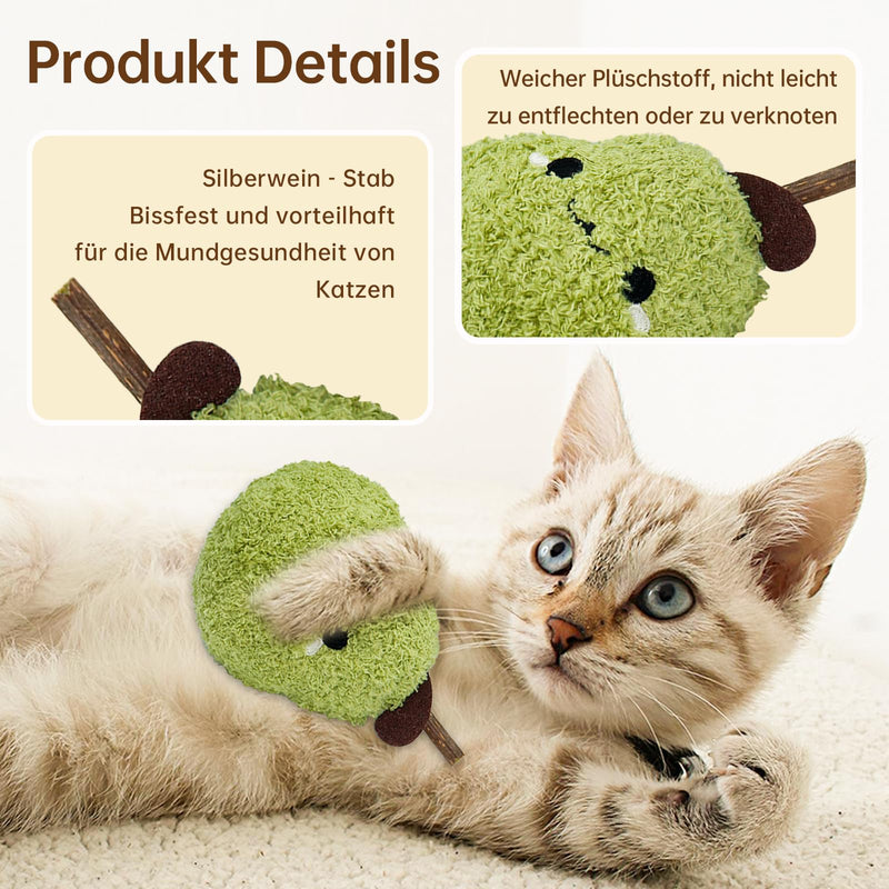 Durable and Interactive Catnip Toy Silver Wine Sticks Teething Toy: Chew Toy, Dental Care Wand and Chewable Cat Doll to Entertain Your Pet (Green)