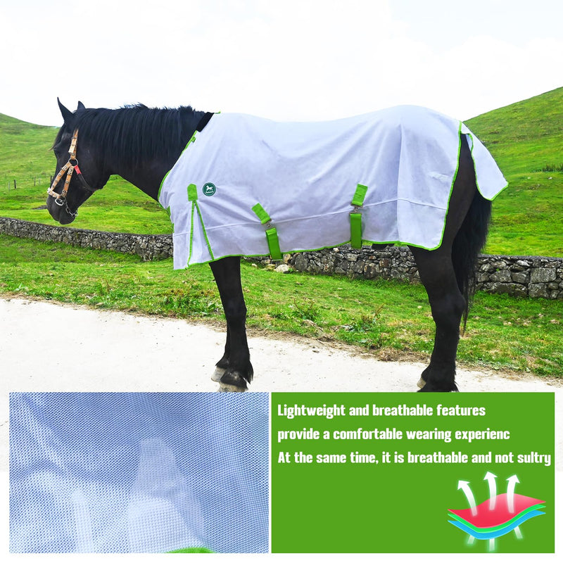 Comfy Mesh Horse Fly Sheet with Advanced UV & Insect Protection – Lightweight Summer Fly Rug for Equine（White 80in） white 80Inch-203cm