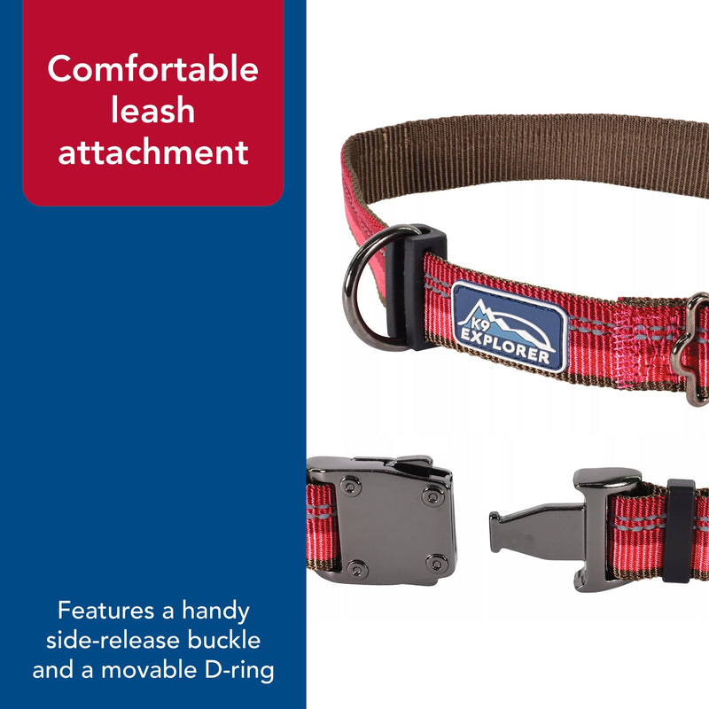 Coastal Pet K9 Explorer Reflective Adjustable Dog Collar - Comfortable Collar for The Outdoors - Durable, Lightweight Accessory with Side-Release Buckle - Berry, 5/8" x 8-12" 5/8" x 8-12"