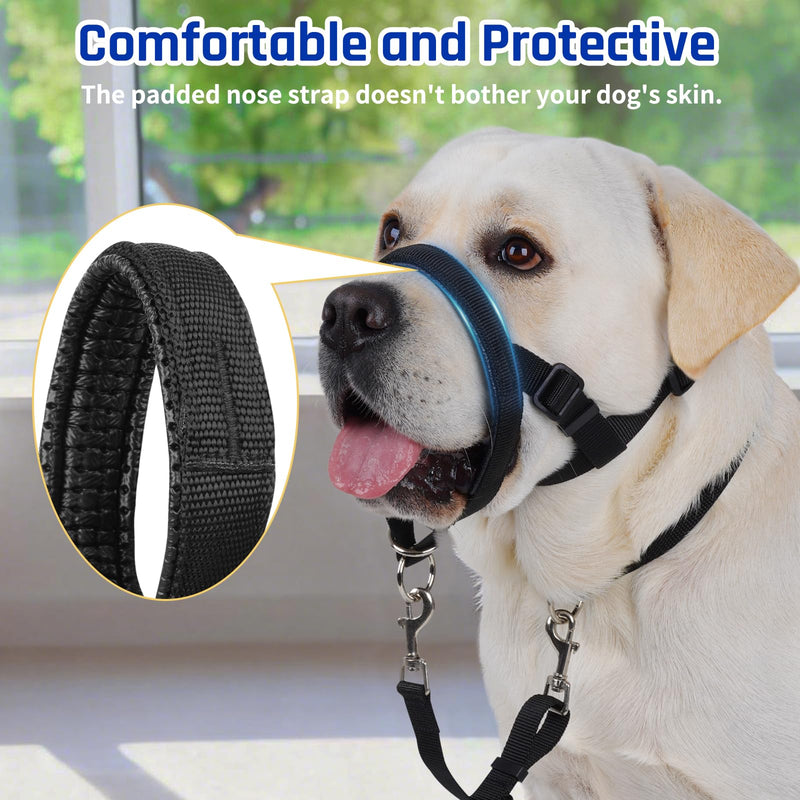 BARKLESS Dog Training Head Collar for Pulling, No Pull Head Halter with Adjustable Safety Strap, Anti-Pull Soft Padded Muzzle Leash for Walking Training Leash Reactive Medium Dogs Black M - PawsPlanet Australia