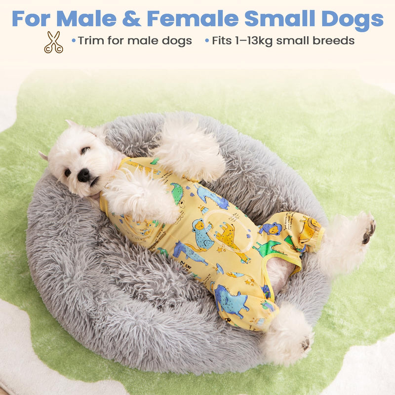 Dog Surgery Suit for Dogs After Surgery, Anti Licking Dog Spay Neuter Recovery Suit, Soft Cotton Onesie Cone Alternative for Small Dogs Male Female, Honey Yellow 2XL