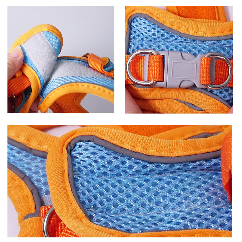 Rabbit Harness and Leash Set Escape Proof, Adjustable Soft Padded Vest, Breathable Mesh Bunny Harness with Reflective Strap, Safe for Small Animals(Orange,M) M Orange - PawsPlanet Australia