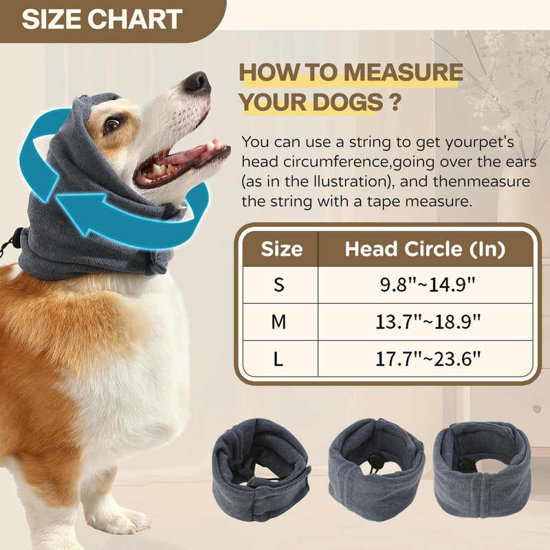 Dog Head Ear Warp Anxiety Relief Dog Ear Muffs Noise Protection No Flap Ear Wraps for Dog Dog Hematoma Ear Wrap Force Drying Dog Ear Protector M-Head Circle(13.7"~18.9") Dark Grey - PawsPlanet Australia