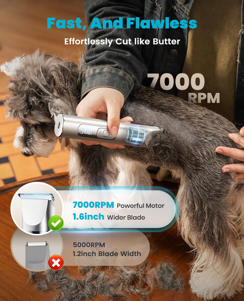 oneisall Dog Clippers Grooming Kit 4 in1,Low Noise Dog Paw Trimmer,Cordless Quiet Pet Shaver Trimmer Nail Grinder for Dogs and Cats
