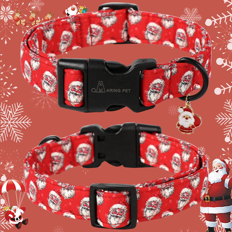 ARING PET Christmas Dog Collar, Cute Red Santa Claus Christmas Pet Collars with Quick Release Buckle for Small Medium Large Girl&Boy Dogs-XS