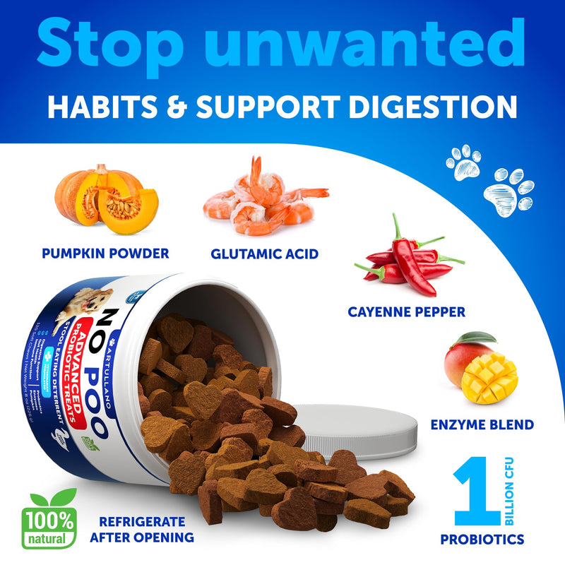 No Poo Chews for Dogs - Coprophagia Stool Eating Deterrent for Dogs - Prevent Dog from Eating Poop - Stop Eating Poop for Dogs with Probiotics & Digestive Enzymes - Forbid for Dogs No Poo Treats 120 Treats