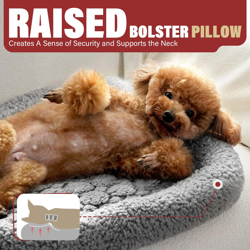 Mora Pets Self Warming Cat Bed Self Heating Pet Pad with Bolster and Foam Washable Removable Cover Non Slip Thermal Sherpa Fabric Pet Mat Grey 23 Inch 23"L x 21"W x 3"Th - PawsPlanet Australia