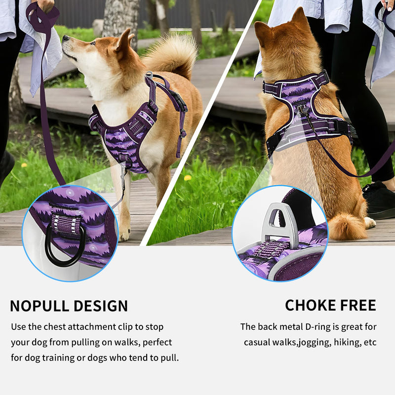 Timos Dog Harness,No-Pull Pet Harness Adjustable Soft Padded Dog Vest,Reflective No-Choke Pet Oxford Vest with Easy Control Handle for Large Dogs,Moon Night,L Large (Pack of 1) Normal-Moon Night - PawsPlanet Australia