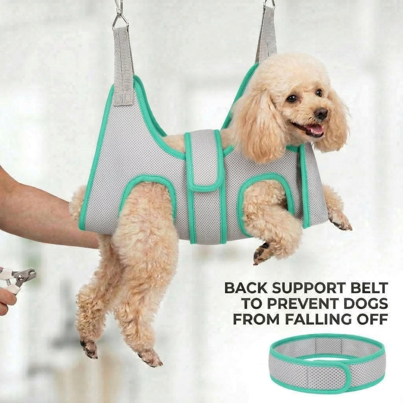 Dog Grooming Hammock, Adjustable Restraint Sling for Nail Trimming, Hands-Free Cat Grooming Harness for Easy Bathing, Haircuts & Claw Care at Home, Grey XS XS（Leg Space:6-9.5")