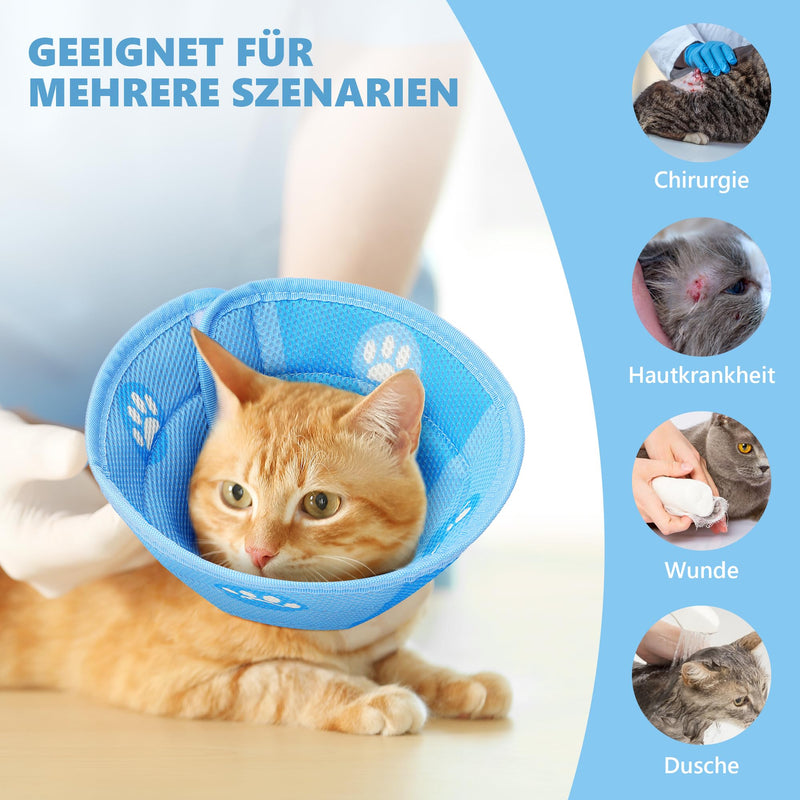 Cat Collar, Adjustable, Cat Recovery, Prevents Licking Wounds, Collar Soft Protective Cone Protective Collar for Cats, Puppies, Small Dogs (S) S