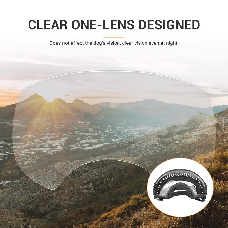NAMSAN Dog Goggles Clear Lens for Medium-Large Breed UV Protection Dog Sunglasses Anti-Fog Windproof Transparent Lens for Outdoor Dogs Eye Safety, Black - PawsPlanet Australia