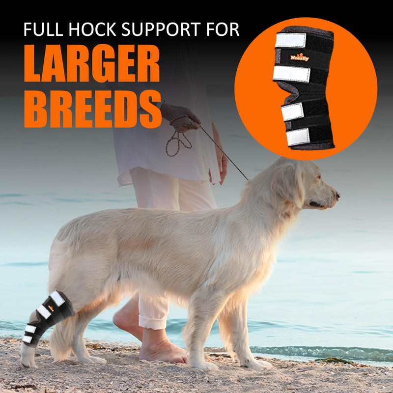 NeoAlly Dog Rear Leg (One Leg) Hock Brace, Canine Leg Wrap for Hind Leg, Ideal Hock & Ankle Support and Protection for Sprain Recovery, Achilles Tendon Injury (Extra Large (Left Leg)) Right Leg Small