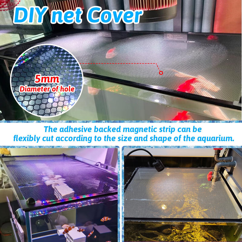 7.5 FT DIY Magnetic Fish Aquarium Anti-Jumping net Cover, Mesh Screen Netting for Fish Aquarium Screen Top Cover, Aquarium Lid Prevents Fish, Reptiles from Jumping Out (7.5 Feet) - PawsPlanet Australia