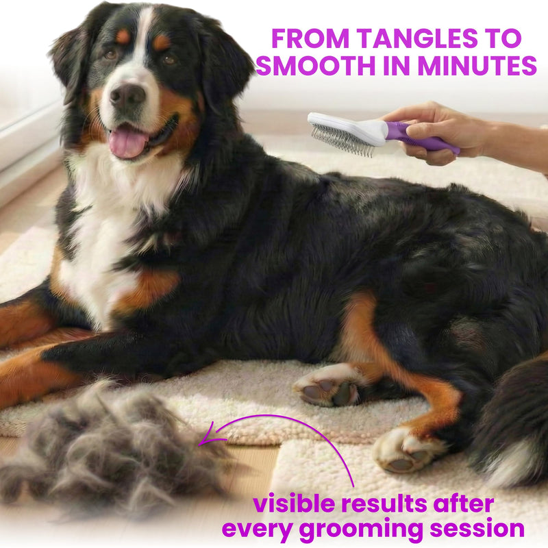 Poodle Pet Slicker Brush Large Size - For Dogs, Cats, Rabbits - Matted/Loose Fur, Knots - Suitable for Doodle/Goldendoodle Grooming and Shredding Short/Long Hair Purple