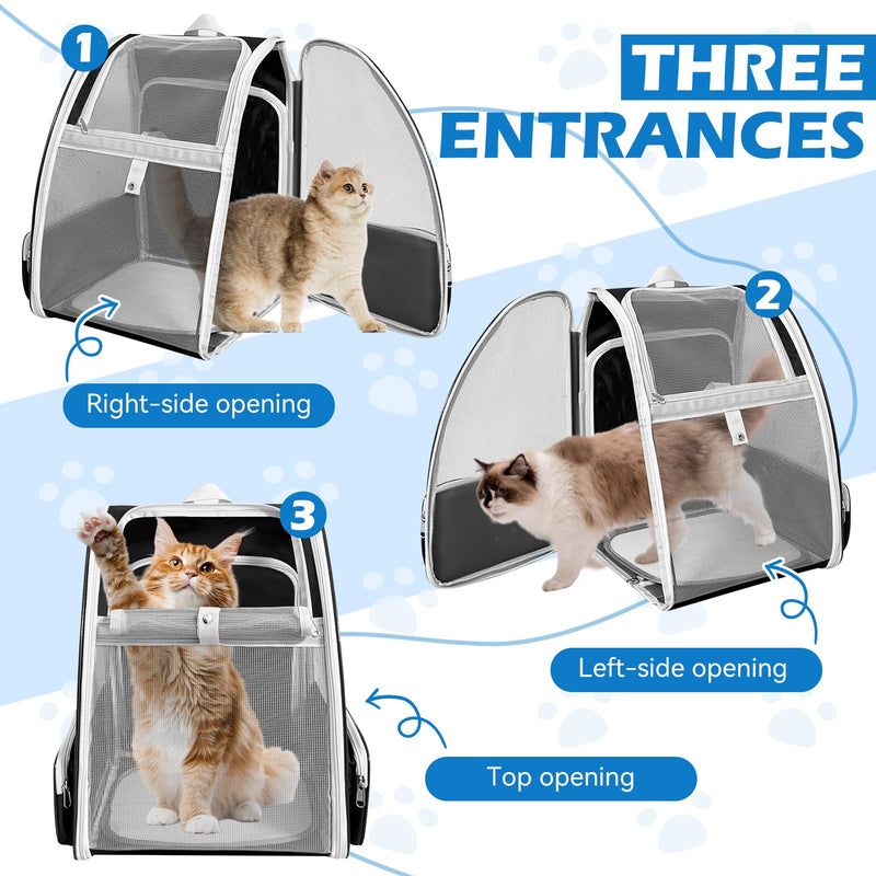Cat Backpack Carrier,Expandable Pet Carrier Backpack for Cat and Small Dogs,for Hiking, Camping and Travelling Use,Collapsible Carrier with Breathable Mesh,Gray - PawsPlanet Australia
