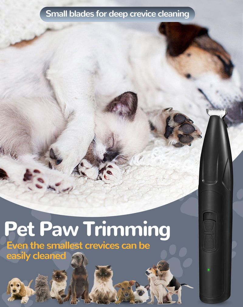 Dog Clippers for Grooming, 2 Speed Low Noise Cordless Dog Paw Trimmer, Rechargeable Small Pet Hair Trimmer for Grooming, Cat Hair Clippers Shaver for Paws, Eyes, Ears, Face, Rump (Black) Black - PawsPlanet Australia