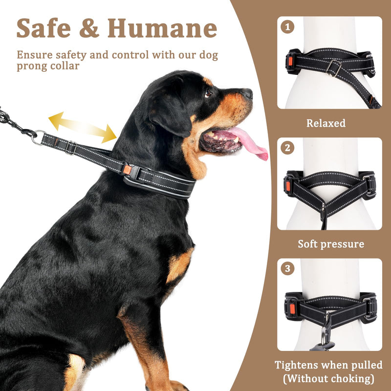 Mayerzon Martingale No Pull Dog Collar, Reflective Walking Collar for Large Medium Dogs Pitbull Belgian Malinois Doberman That Pull, Anti Pull Dog Collar with Buckle for Training Hunting Black (Beaded Reflective) Large,3mm,15"-22"Neck - PawsPlanet Australia