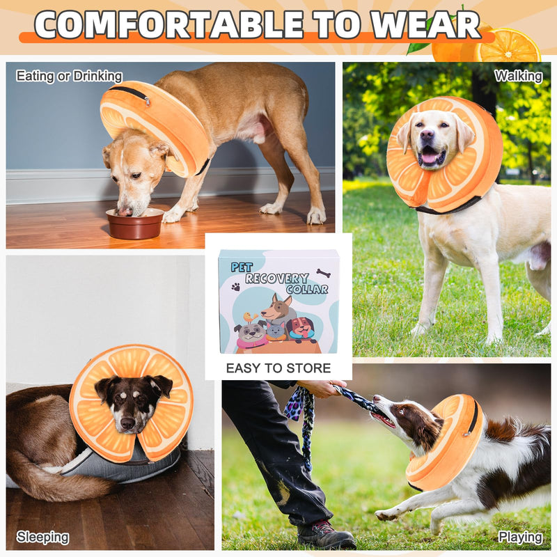 KOOLTAIL Inflatable Dog Cone Collar, Soft Donut E Collar for Dogs After Surgery to Stop Licking Enhanced Alternative, Blow Up Pet Neck Pillow Recovery Adjustable Cone for Dog Cat,Upgrade Size,Orange M orange Medium(13-15in)