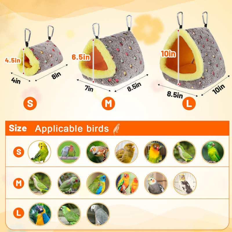 MEWTOGO Large Winter Warm Bird Nest for Cage - Comfortable Birds Bed with Support Plate, Hanging Shed Hideaway Hammock Hut Gift for Macaws African Grey Amazon Parrots
