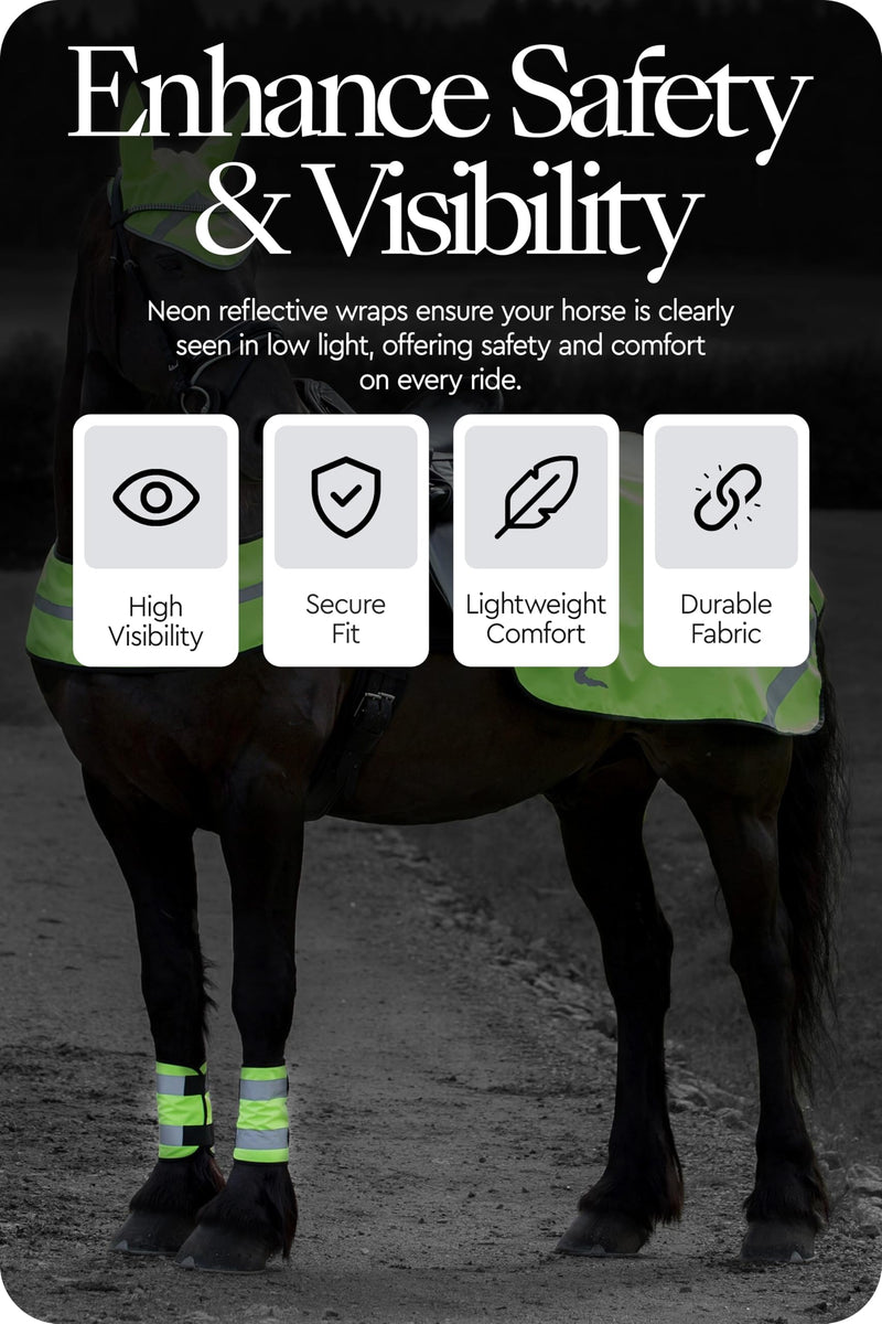 HORZE Reflective Leg Wraps for Horse-Pair - Yellow - One Size - PawsPlanet Australia