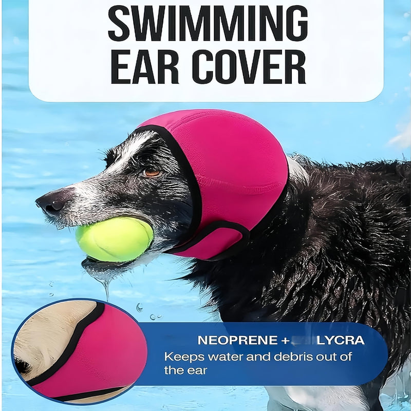Waterproof Dog Ear Covers For Grooming,Dog Ear Defenders,Dogear Protectors,D-Og Noise Cancelling E-Ar Muffs,Adjustable No Flap E-Ar Wrap Snood Headband,For Relief&Swimming,Head Circle 25~38cm(Size S)