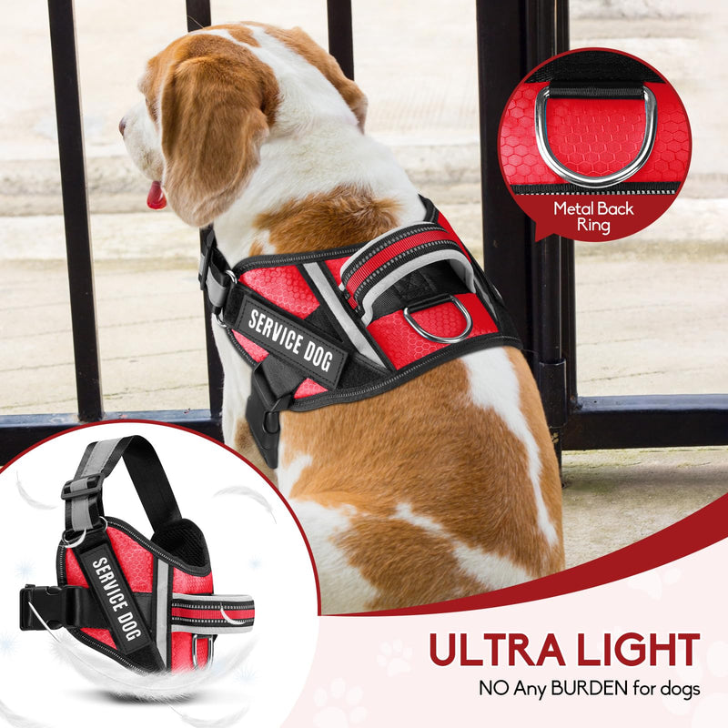 Service Dog Vest Harness and Leash Set, Animire in Training Dog Harness with 10 Dog Patches, Reflective Dog Leash with Soft Padded Handle for Small, Medium, Large, and Extra-Large Dogs (RED,XS) XS Red - PawsPlanet Australia